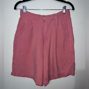 Tommy Bahama 100% Silk Herringbone Pleated Shorts Coral Pink Size 10